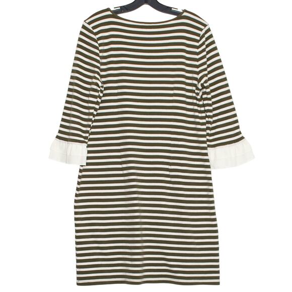 Talbots Dress 3/4 Sleeve Coastal Minimalist Classic Preppy Stripe Green Large - Picture 2 of 7